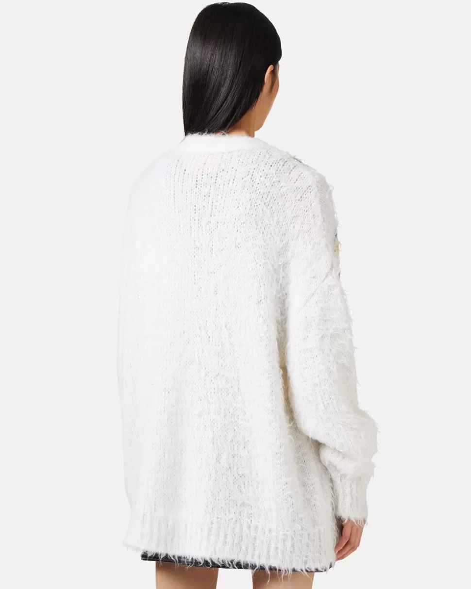 Iceberg Mohair Cardigan With Multicolor Check Inlay | Women Outerwear | Knitwear
