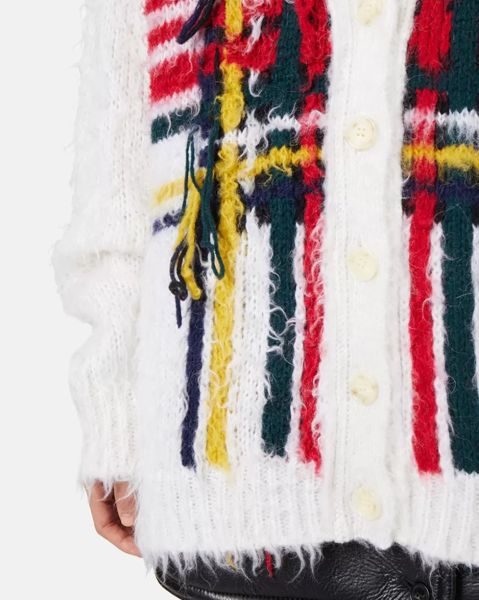 Iceberg Mohair Cardigan With Multicolor Check Inlay | Women Outerwear | Knitwear