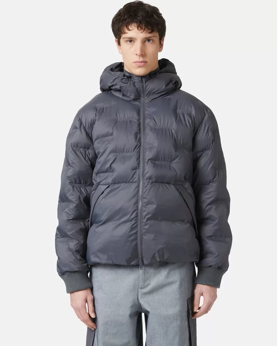 Iceberg Nylon Jacket With Allover Logo | Outerwear