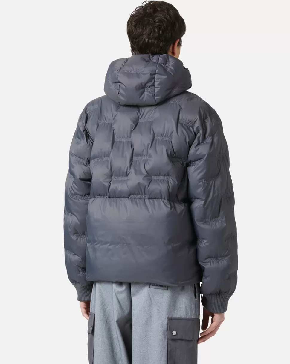 Iceberg Nylon Jacket With Allover Logo | Outerwear