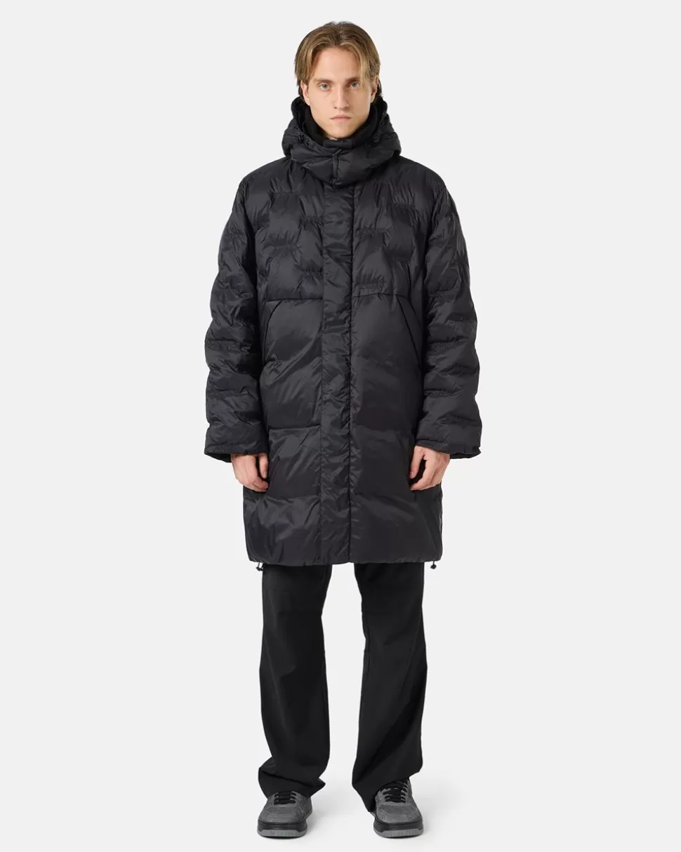 Iceberg Nylon Long Duvet Jacket With Allover Embroidery And Central Zip | Outerwear