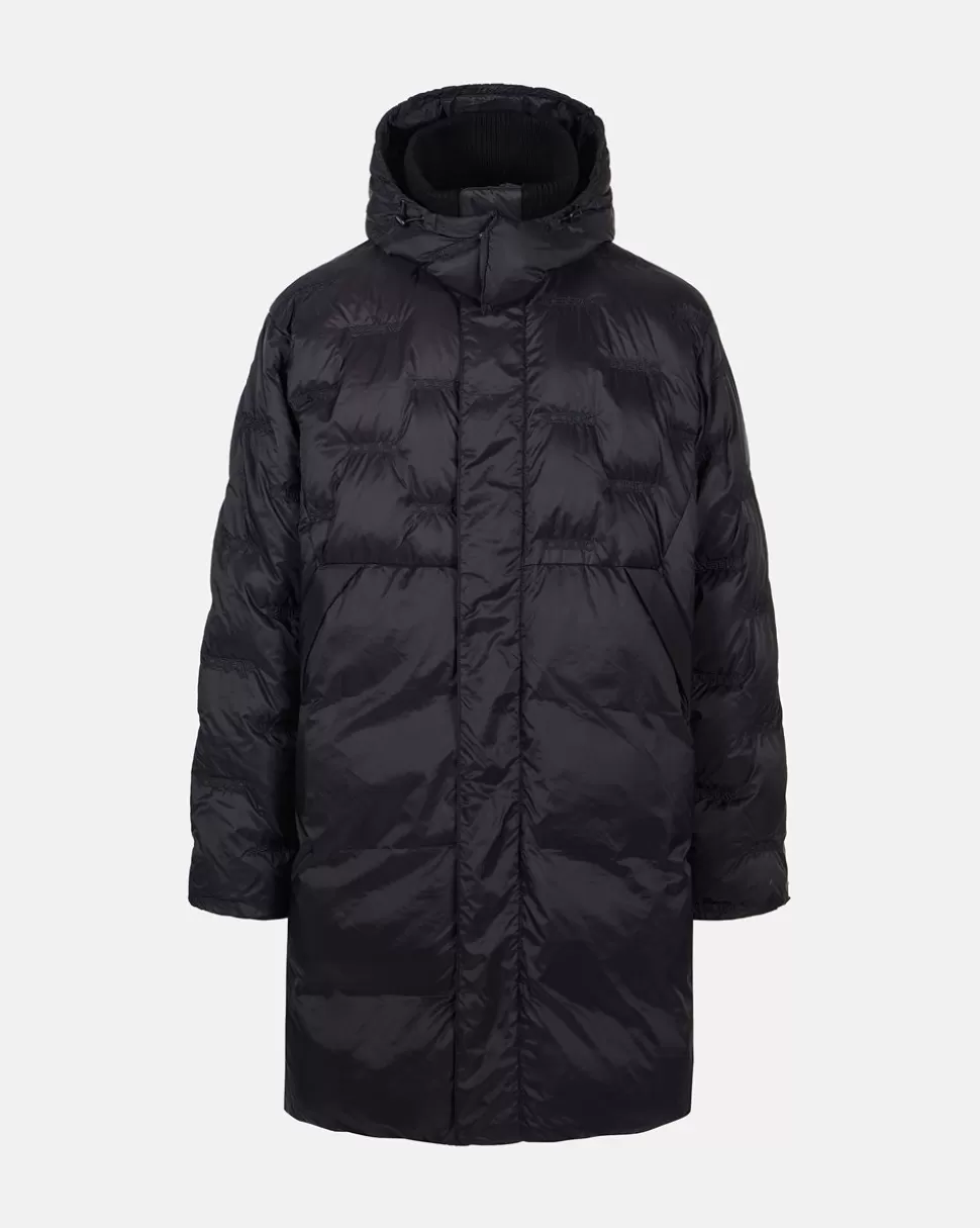 Iceberg Nylon Long Duvet Jacket With Allover Embroidery And Central Zip | Outerwear