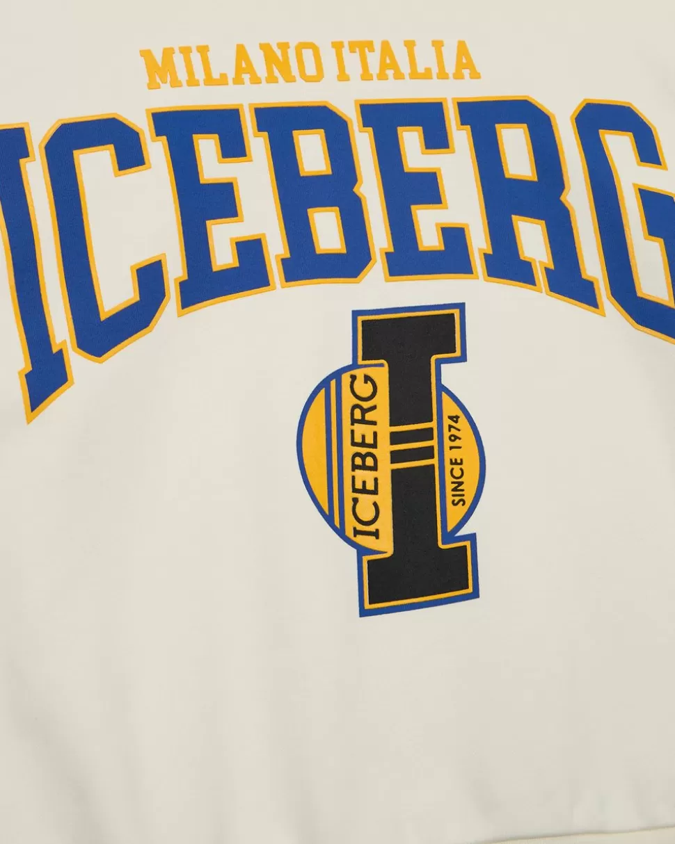 Iceberg White Crewneck Sweatshirt Inspired By Basketball Style | Kids/BOY Boy Fw24