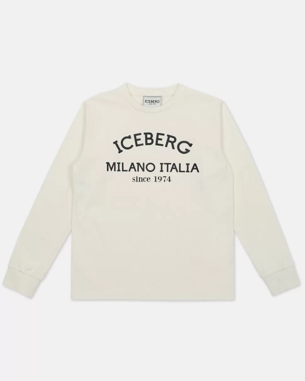Iceberg White Crewneck Sweatshirt With Logo | Kids/BOY Boy Fw24