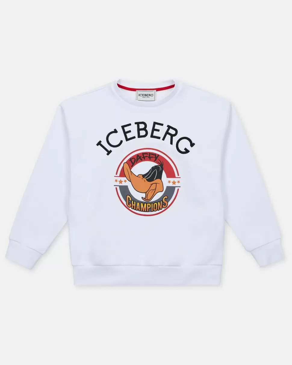 Iceberg White Crewneck Sweatshirt With Junior Collection Cartoon Print | Kids/BOY Boy Fw24