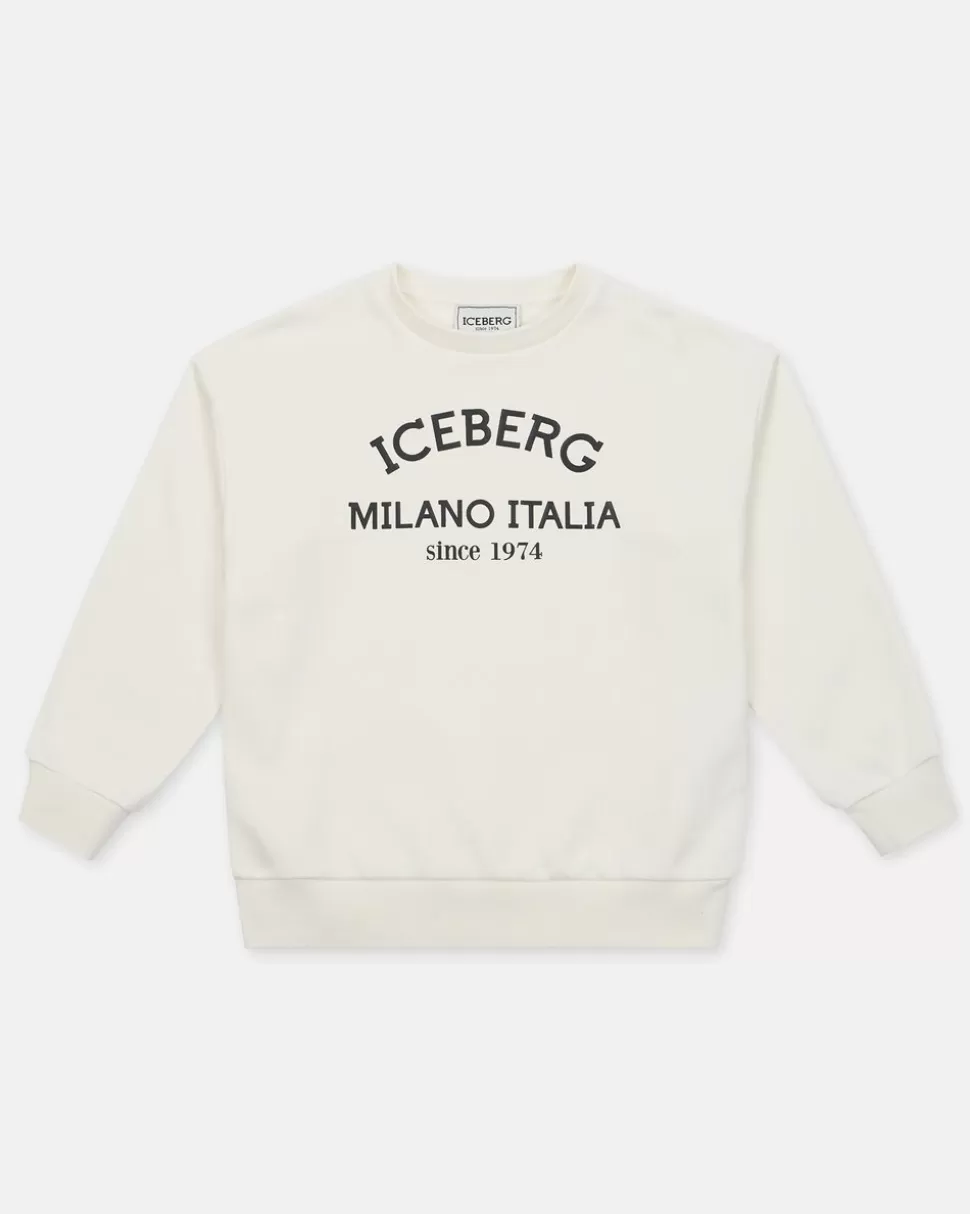 Iceberg White Crewneck Sweatshirt With Logo | Kids/BOY Boy Fw24
